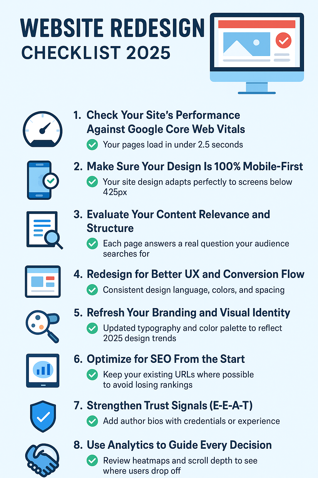 Checklist for website redesign strategies 2025